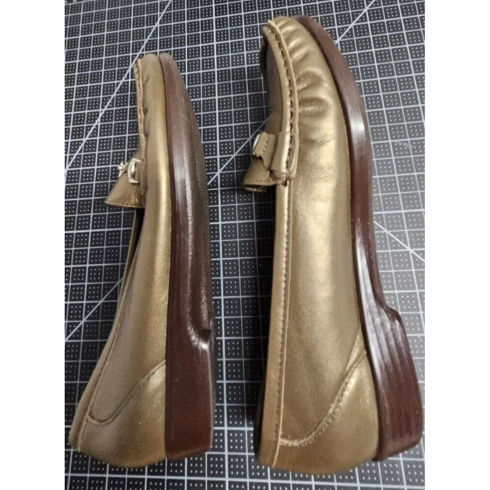 SAS Tripad cofort metro horsebit loafers shoes gold metallic Sz‎ 5.5 M